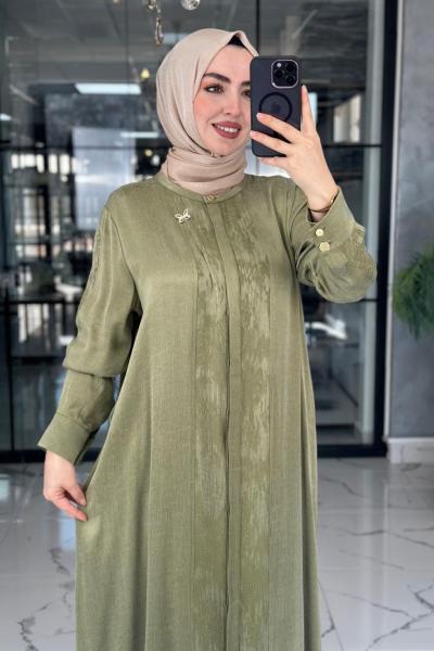 Şeyda Cupra Elbise-Çağla Yeşili Çağla Yeşili