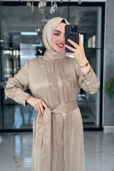 Şeyda Cupra Elbise-Vizon Vizon