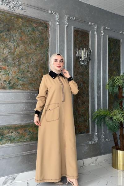 Medine Elbise-Krem Krem